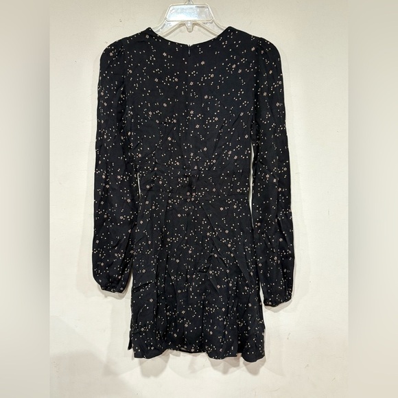 Reformation Star Galaxy Mini Dress Long Sleeve Black Sz 2 - Picture 2 of 8